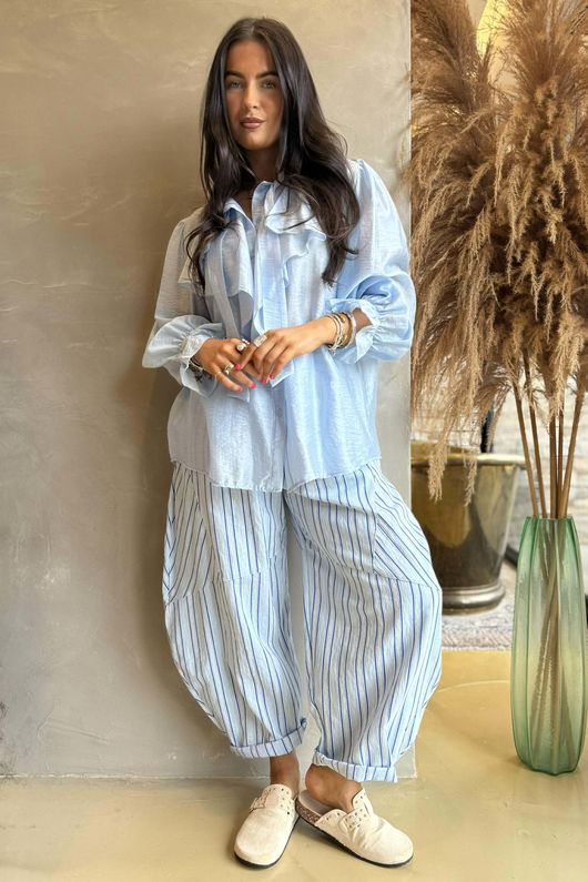 Regency Ruffle Blouse Baby Blue